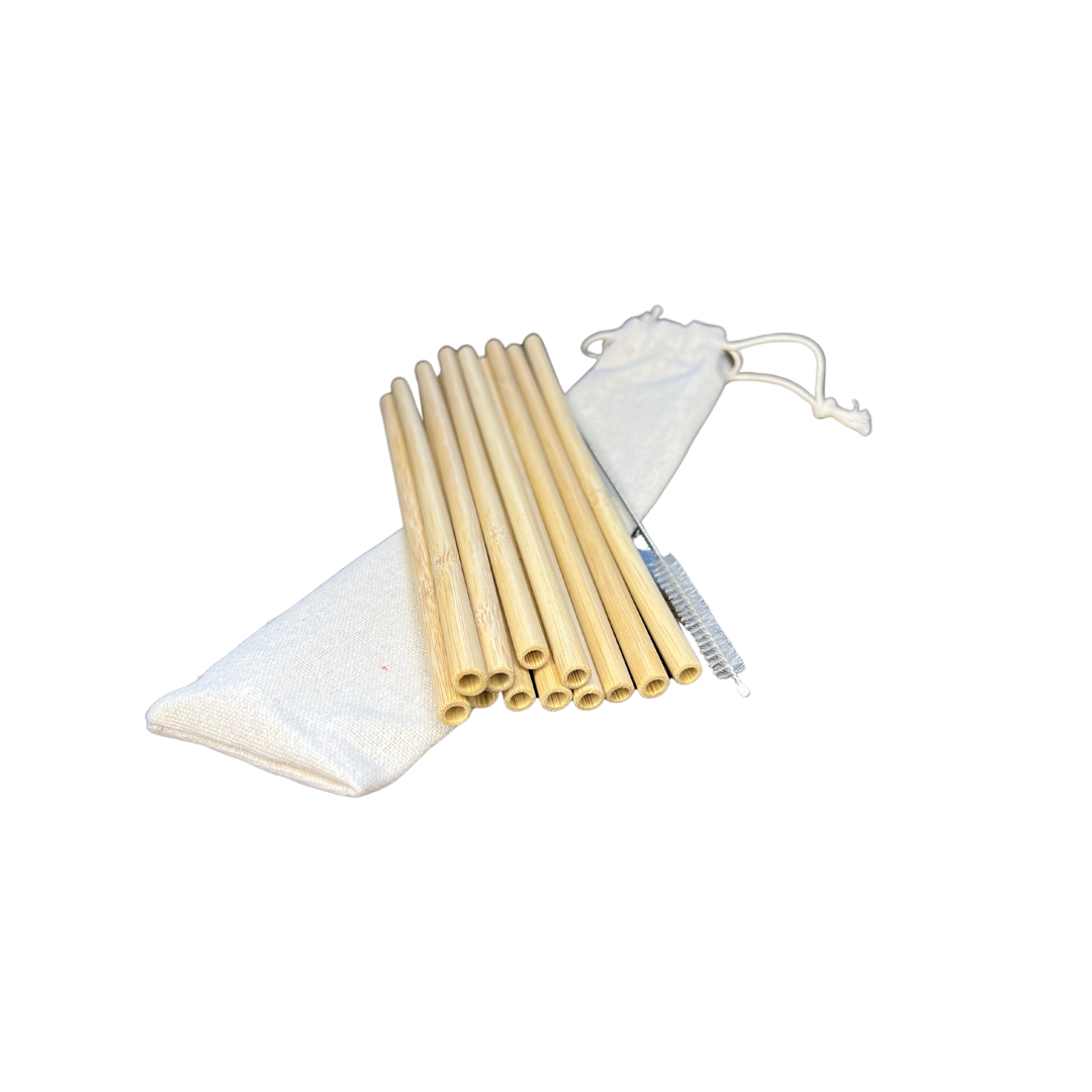 Natural Organic Bamboo Straws - 12pcs